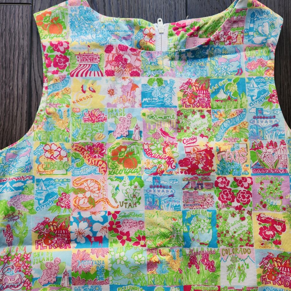 Lilly Pulitzer Shift Dress in State of Mind Patchwork Print, girl's size 10 - Picture 5 of 6